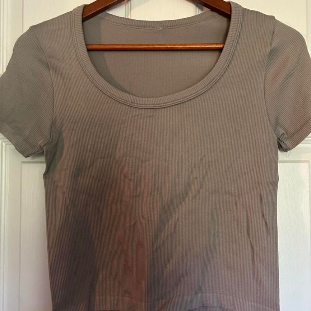 Old-navy Women's Grey and Tan Crop-top
